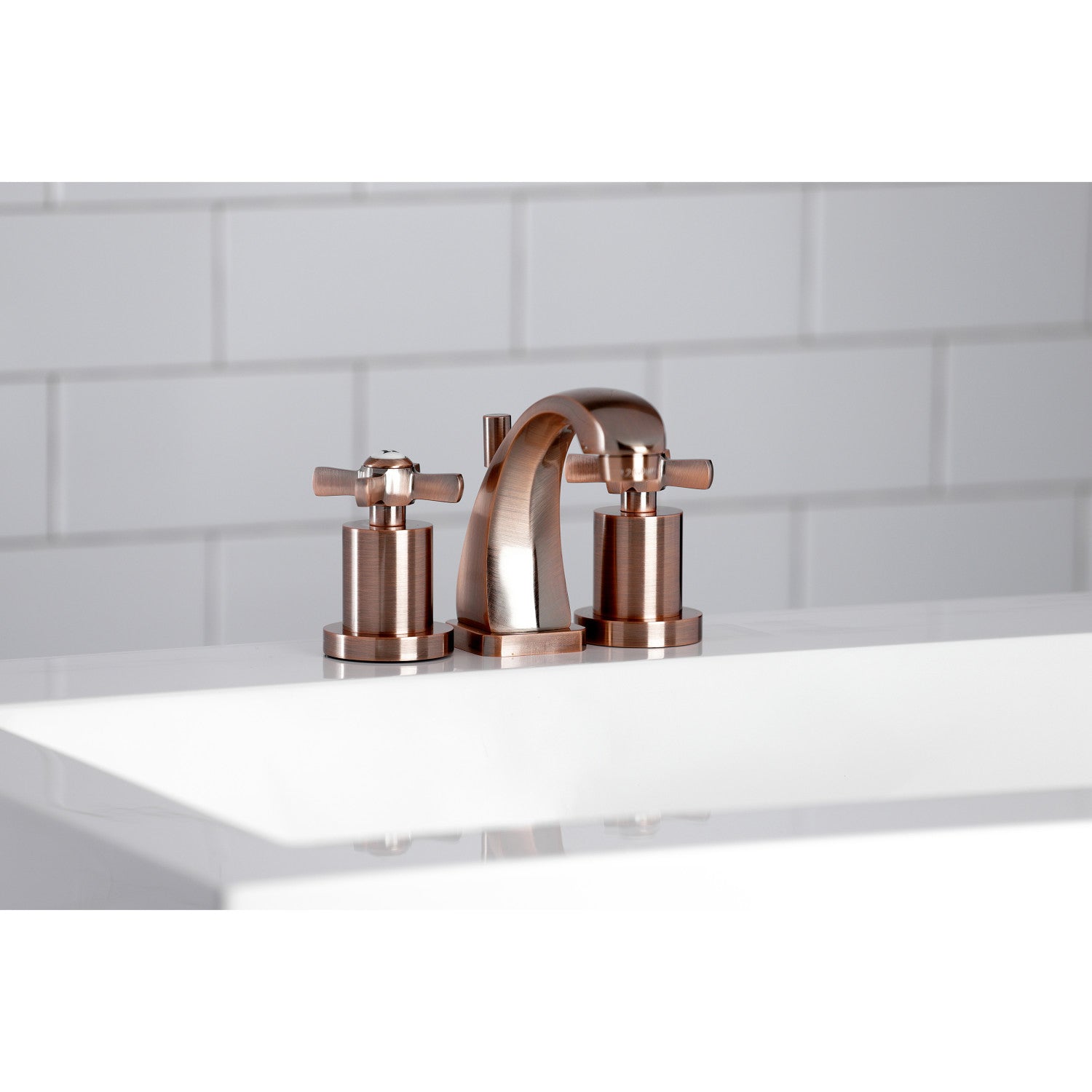 Kingston Tulare KS494ZXAC - Millennium Two-Handle 3-Hole Deck Mount Widespread Bathroom Faucet with Brass Pop-Up, Antique Copper — thumbnail 2